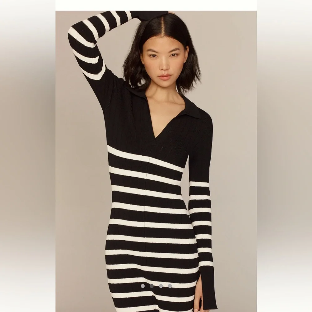 NWT English factory Black and White Striped Dress - Picture 2 of 6